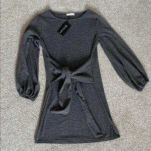 Gray Tie Front Dress